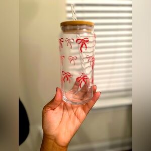 Red Bow Glass Cup
